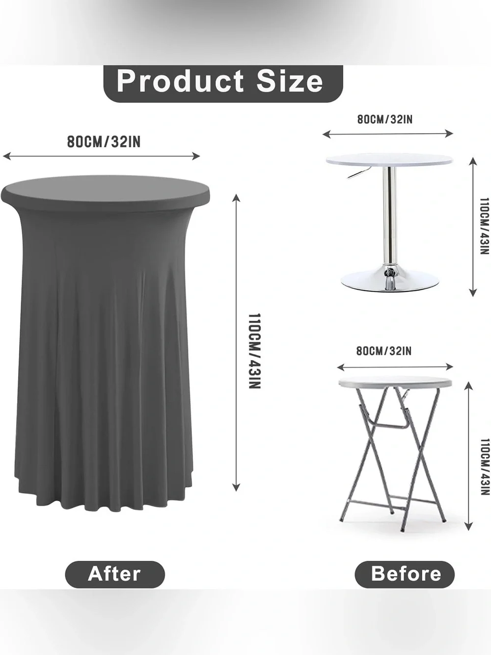 Stretch Spandex Cocktail Table Cover in Lavender - Set of 2